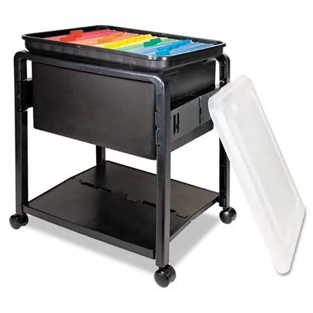 Advantus Folding Mobile File Cart - 14.5W x 18.5D x 21.75H, Clear/Black