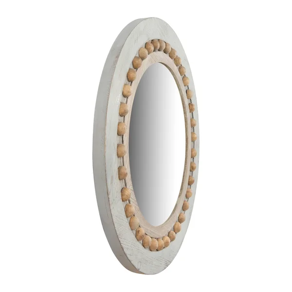 Round Decorative Wood Wall Mirror - Grey