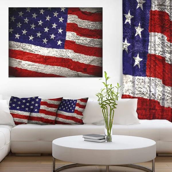 Design Art PT12907-60-28-5PE 5 Panels Large American Flag Watercolor Canvas Artwork, 60 x 28x22