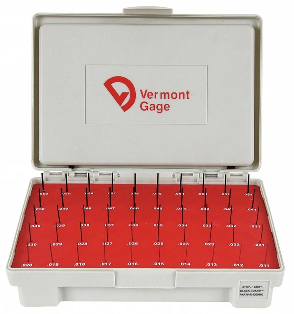 Vermont Gage 901200200 Pin Gage Set - Minus, 0.011-0.060 in, Black