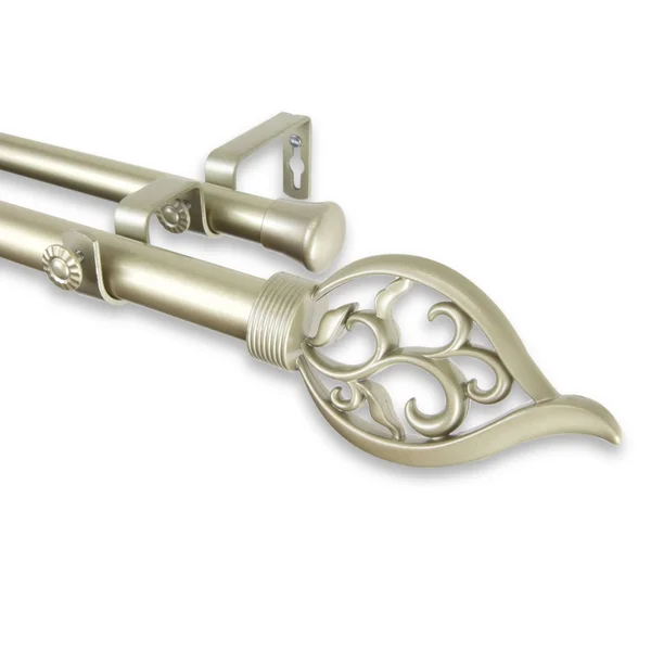 Rod Desyne Flora Double Curtain ROD; Light Gold
