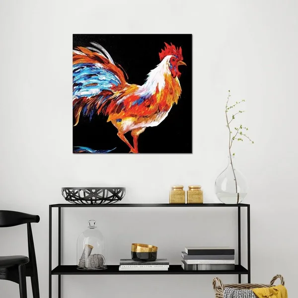 Lindsey Dahl Paintings Canvas Art Prints - Rooster ( Animal Art > Farm Animals > Chickens & roosters art)