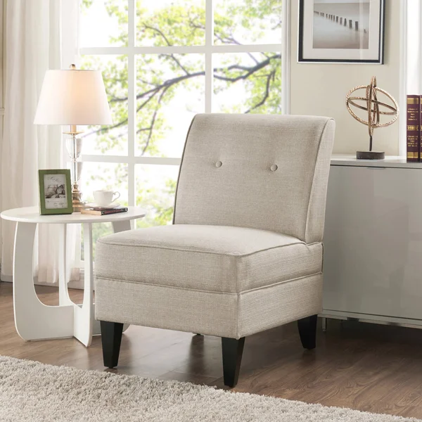 Handy Living Courtney Oatmeal Linen Armless Chair