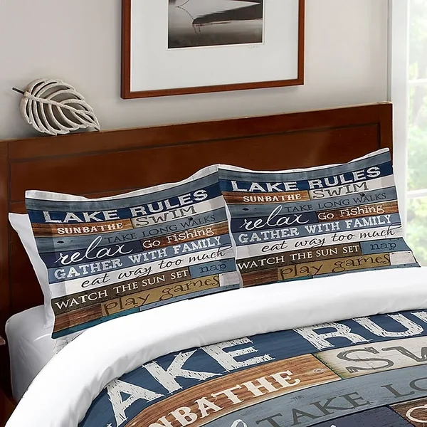 Laural Home Lake Rules Standard Pillow Sham in Blue
