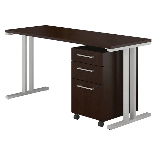 Bush Business 400 Series 60x22W x 24x22D Table Desk with 3 Drawer Mobile File Cabinet