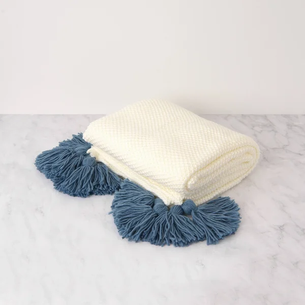 Aurora Home Big Tassel Knit Throw - Blue - 60x22
