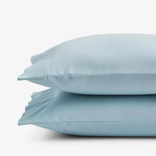 The Company Store Legacy Velvet Flannel Cloud Blue Solid Standard Pillowcase (Set of 2)