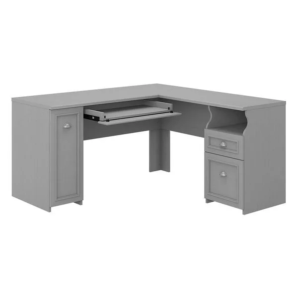 Scranton & Co Furniture Fairview 60W L Shaped Desk with Storage in Cape Cod Gray