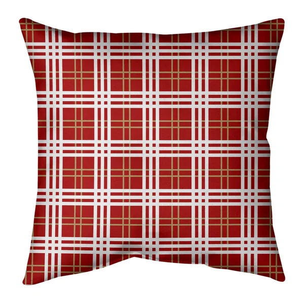 San Francisco Football Luxury Plaid Accent Pillow-Cotton Twill - 14 x 14 - Red/White/Gold