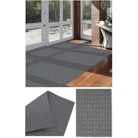 4&x8& Soft and Durable Interlace Indoor - Outdoor Area Rugs Lightweight and Flexible for Easy Cleaning and Transport (Color: Sky