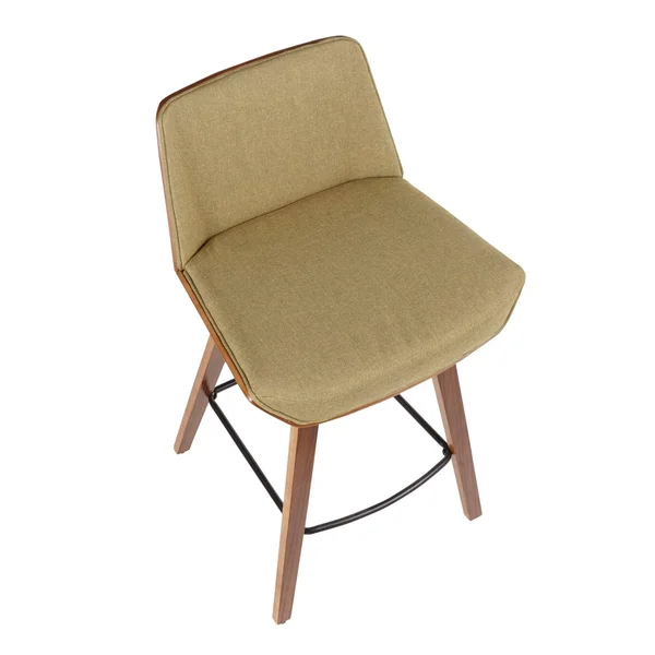 LumiSource Corazza Mid-Century Modern Counter Stool, Walnut/Green
