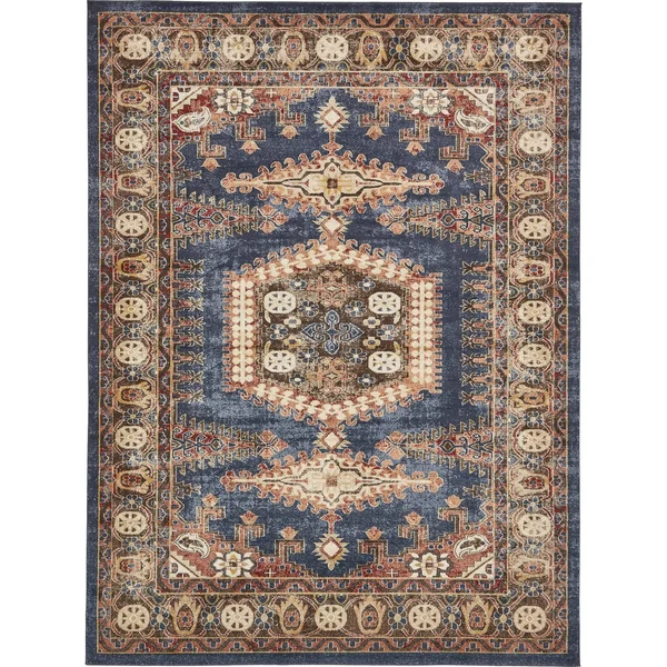 Unique Loom Larissa Utopia Area Rug - 9& x 12& Dark Blue