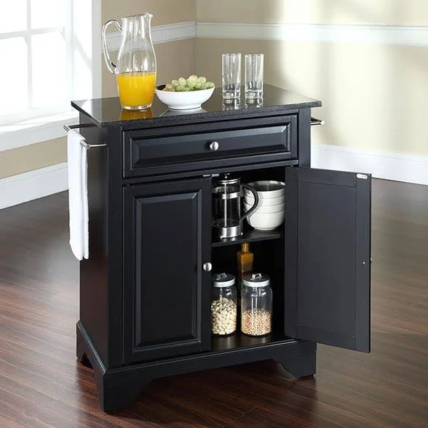Cambridge Solid Granite Top Portable Kitchen Island - Vintage Mahogany - Crosley