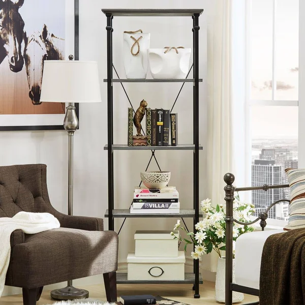 Grove Place Weathered Grey Open Bookcase