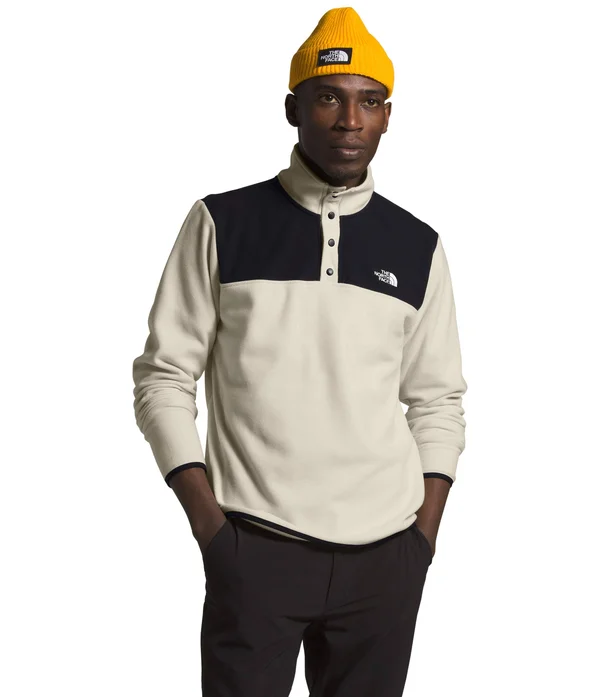 The North Face Men's TKA Glacier Snap-Neck Pullover - XL - Vintage White - TNF Black