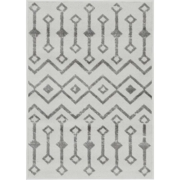 Unique Loom Moroccan Trellis White 8 ft. x 11 ft. Area Rug