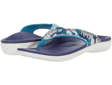 Spenco Orthotic Thong Sandals - Yumi Tropical - Size 8 Medium, Mineral Blue