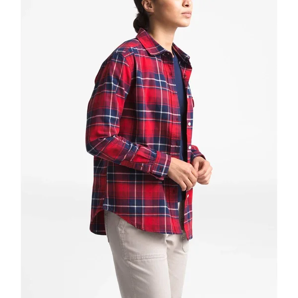 The North Face Women's Long-Sleeve Boyfriend Shirt - TNF Red Berkeley Twill Plaid, XL