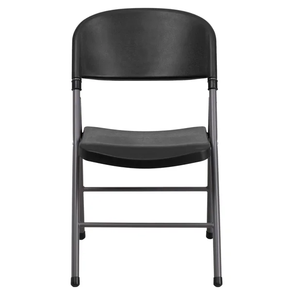 Flash Furniture Plastic Folding Chair with Charcoal Frame: Hercules Series - Black, 330 lb Capacity