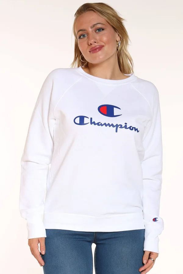 Champion Powerblend Graphic Crew White - XL