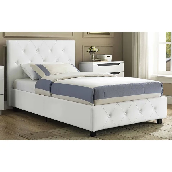 DHP Dakota Upholstered Faux Leather Platform Bed - Twin, White