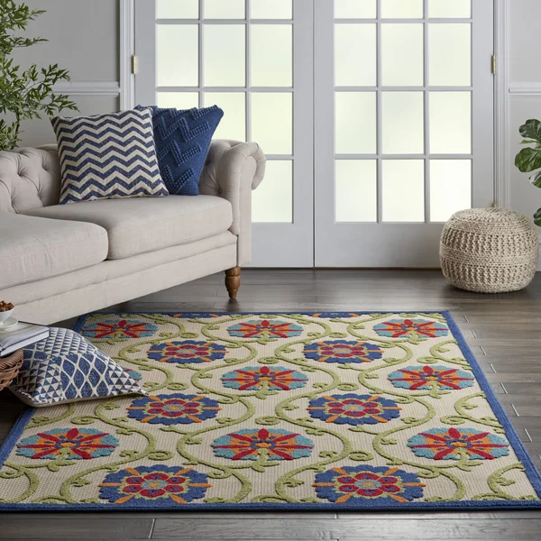 Nourison Aloha Area Rug - Blue/Multicolor, 2&3x22 x 8&