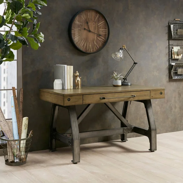 INK+IVY Lancaster Desk, Oak/Silver