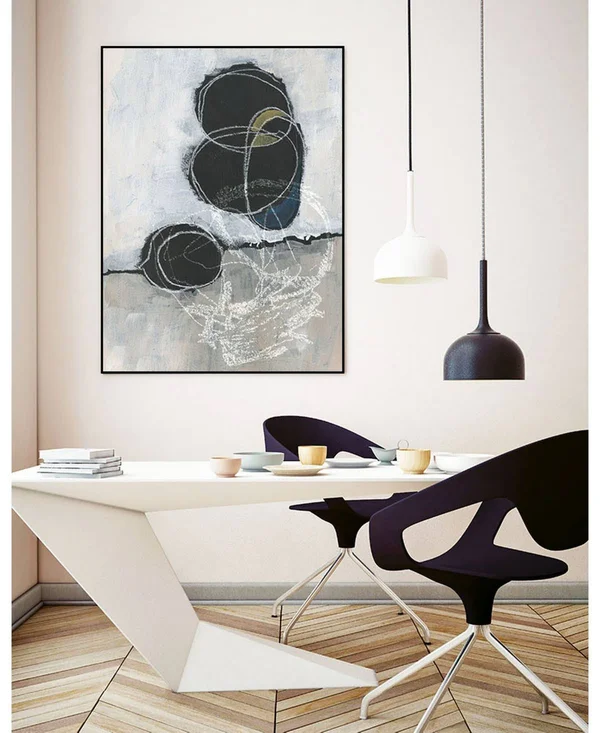 Giant Art 40x22 x 30x22 Primary Orbs I Art Block Framed Canvas - Tan