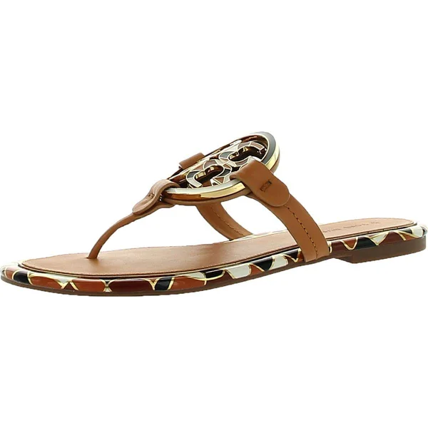 Tory Burch Enamel Miller Womens Leather T-Strap Thong Sandals
