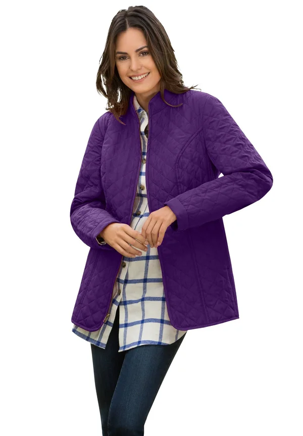 Plus Size Women's Zip-Front Quilted Jacket by Woman Within in Radiant Purple (Size L)