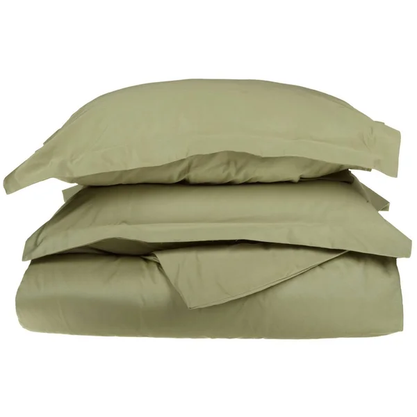 500 Thread Count 100% Cotton Solid 3-Piece Duvet Cover Set by Superior Ivory - Size: Full/Queen