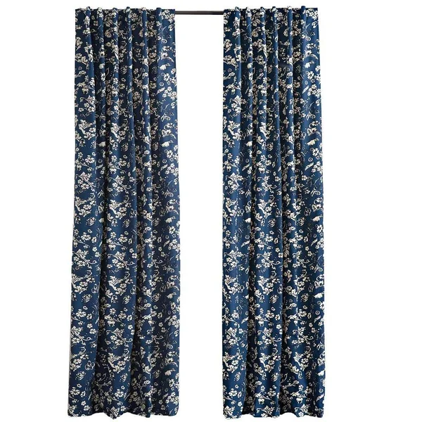 42x22W x 63x22L Floral Damask Rod-Pocket Insulated Curtain PANEL, Indigo