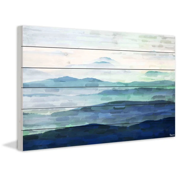 Parvez Taj Mountain Tops Art Print on White Pine Wood