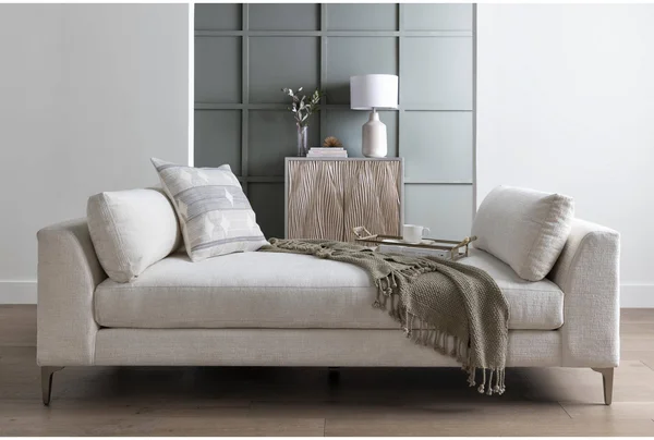 Daybed Lounge - Loft II Cream Daybed Contemporary - Natural - Fabric - 88x22W x 39x22D x 27x22H at Living Spaces