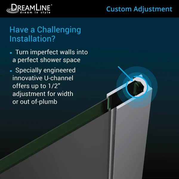 DreamLine SHDR-243807210-01 Unidoor Plus Hinged Shower DOOR, Chrome, 38 to 38-1/2x22 x 72x22