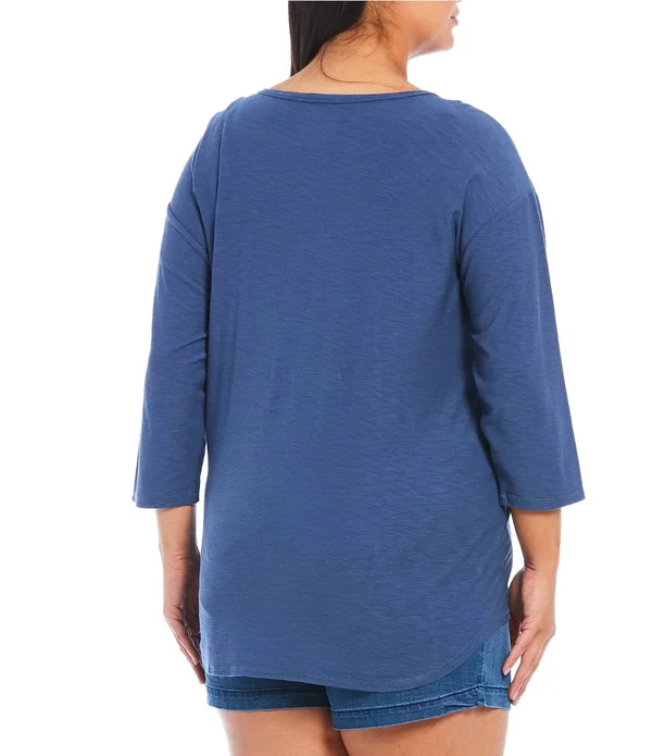 Westbound Plus Size 34 Sleeve Seam Solid Cotton Blend Tee, Womens, 2X, Antique Green - Dillard&s Exclusive