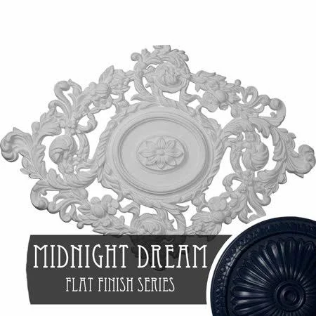 Ekena Millwork CM30KIMDF 30 3/8x22W x 20 3/4x22H x 1x22P Kinsley Flowing Leaf Ceiling Medallion - Hand-Painted Midnight Dream