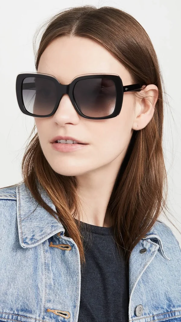 Rag & Bone Square Acetate Sunglasses, Black, Women's