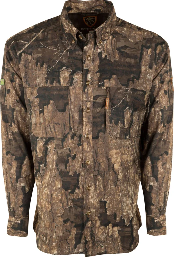 Drake Waterfowl Men's Non-Typical Mesh Back Flyweight Long Sleeve Hunting Shirt with Agion Active XL, Xxxl, Brown