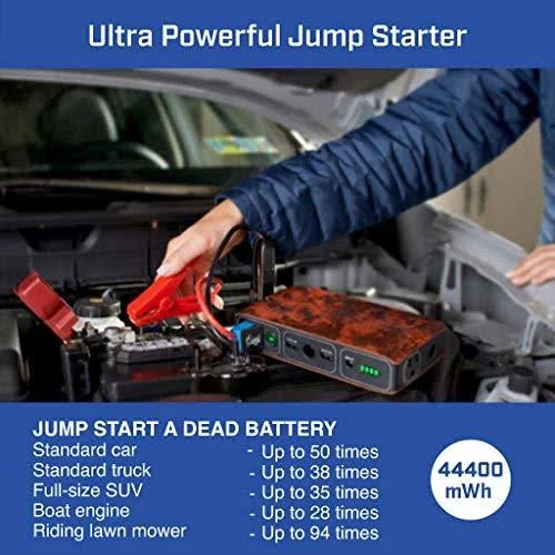 Halo Bolt Wireless 44400 mWh Car Jump Starter and Portable Phone Laptop Charger with AC Outlet - Black Graphite