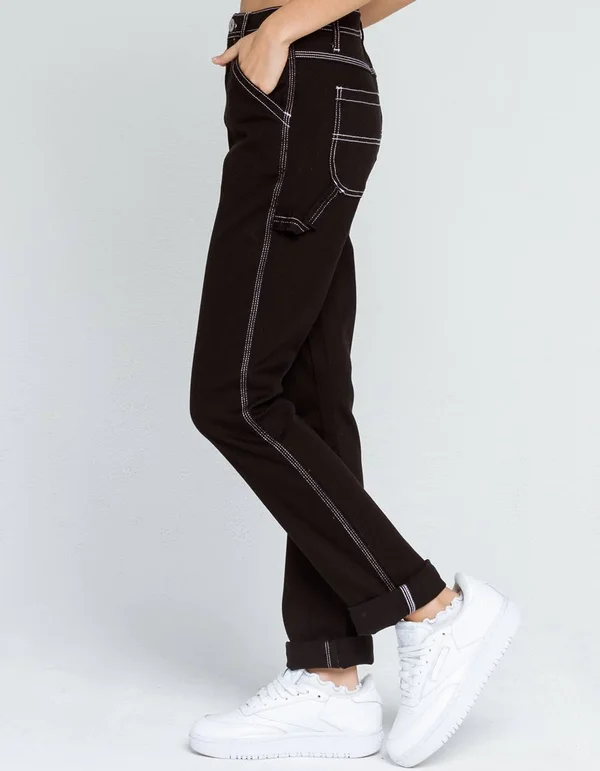 Dickies Girl Juniors Relaxed Slim Fit Carpenter Pants Black 5