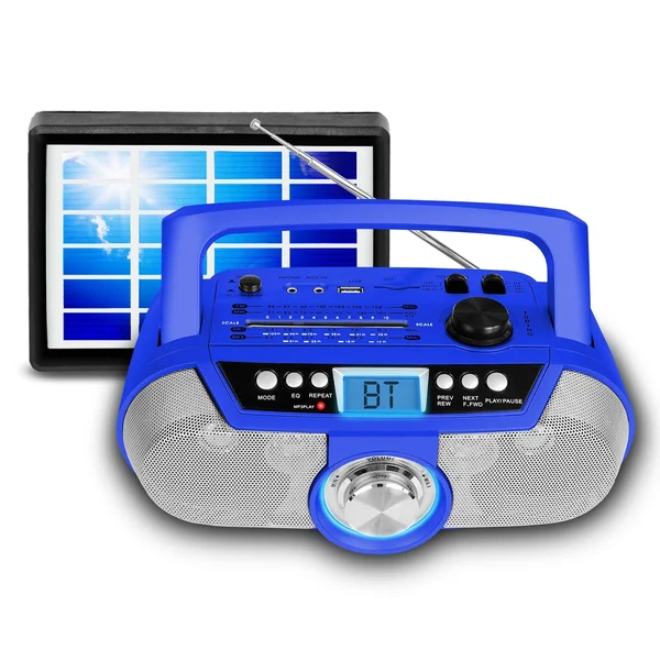 Technical Pro Rechargeable Solar Powered Portable Speaker W Bluetooth & USB, Lightweight On-The-Go Speaker, Blue