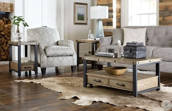 Hammary Hamilton Workbench Rustic Chairside Table