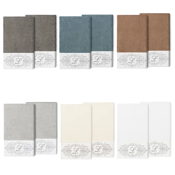Linum Home Textiles 100% Turkish Cotton Monica 2pc Embellished Bath Towel Set, Size: 27 inch x 54 inch, Brown