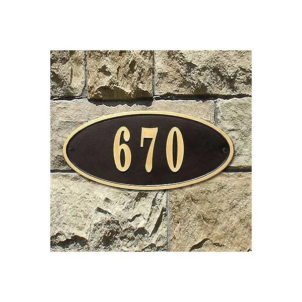 QualArc Claremont Oval Address Plaque Black - 15" x 7" x 0.5"