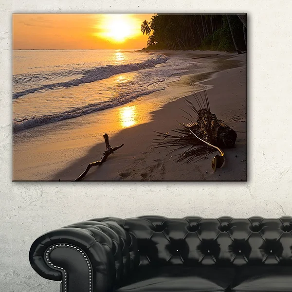 Design Art Palm Trees on Background at Sunset X-Large Seascape Art Canvas - 32x16x22