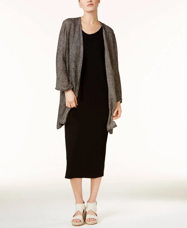 Eileen Fisher System Stretch Jersey Scoop-Neck Midi Dress, Regular & Petite - Black