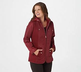 Susan Graver Water Resistant Mixed Media Jacket, Size Large, Red