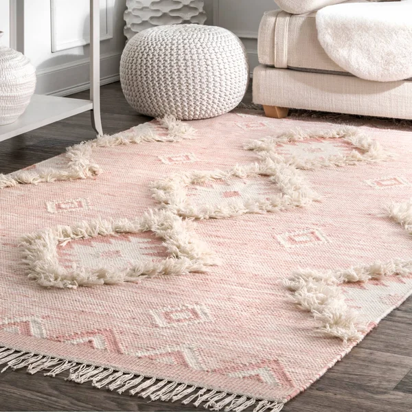 nuLOOM Savannah Moroccan Fringe Pink 5 ft. x 8 ft. Area Rug