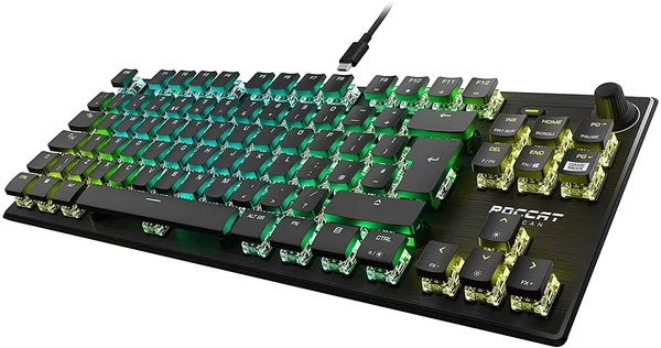 Roccat Vulcan TKL Pro - Compact Optical RGB Gaming Keyboard - Aimo LED Per-Key Lighting, Titan Switch Optical, Durable Design (Al